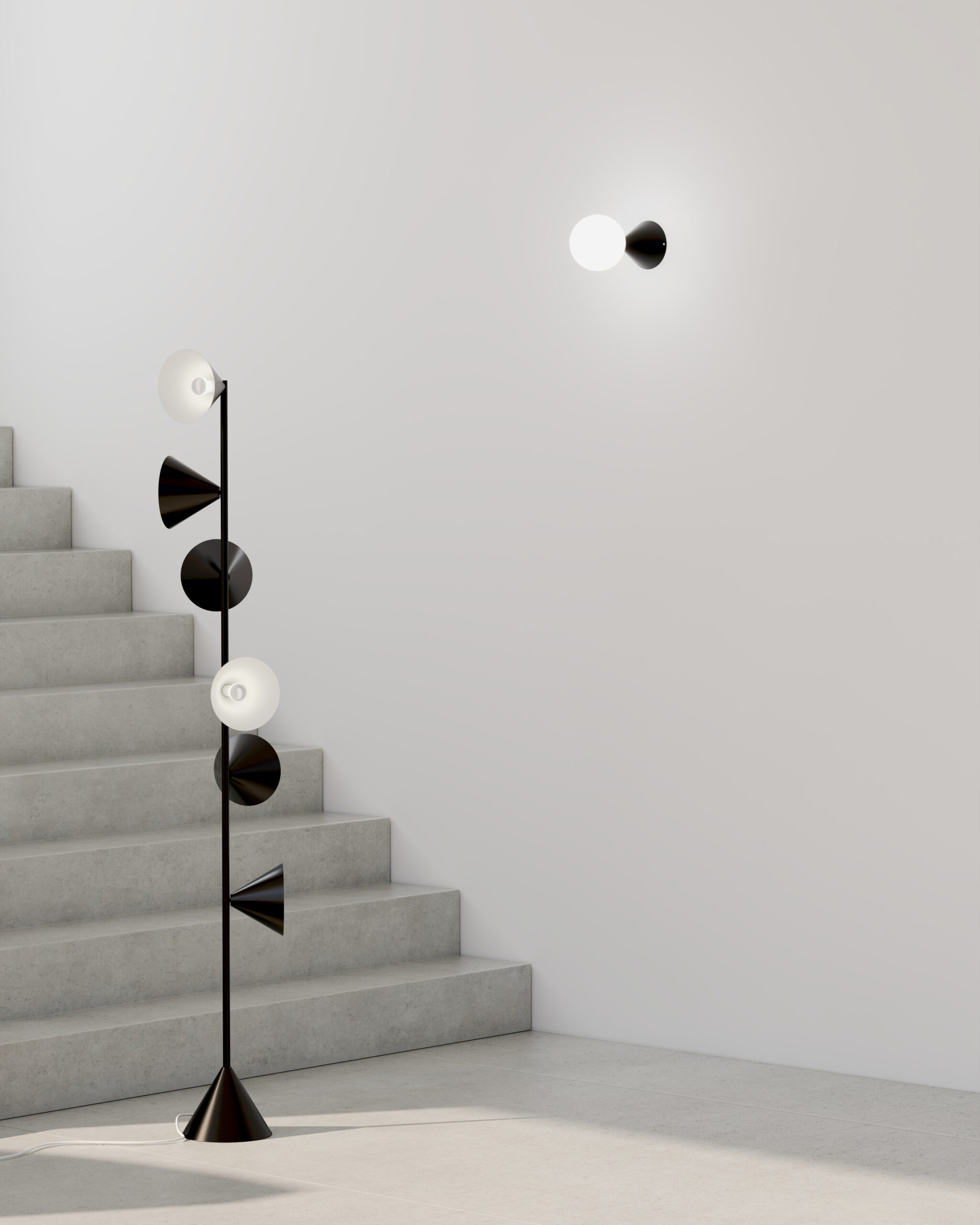 Cone and Sphere Wall Light